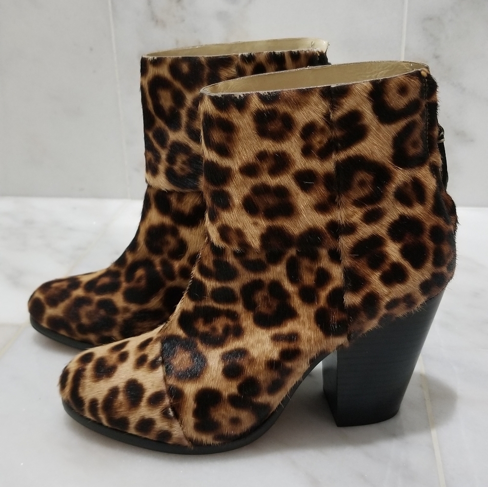 Rag & Bone Leopard Calf Hair Newbury Booties 39.5
